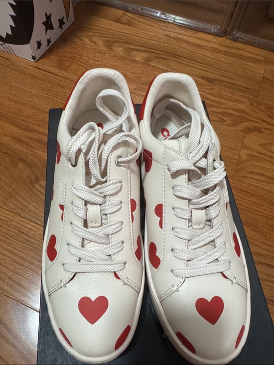 Coach Shoes - Coach White Sneakers with Red Heart Print